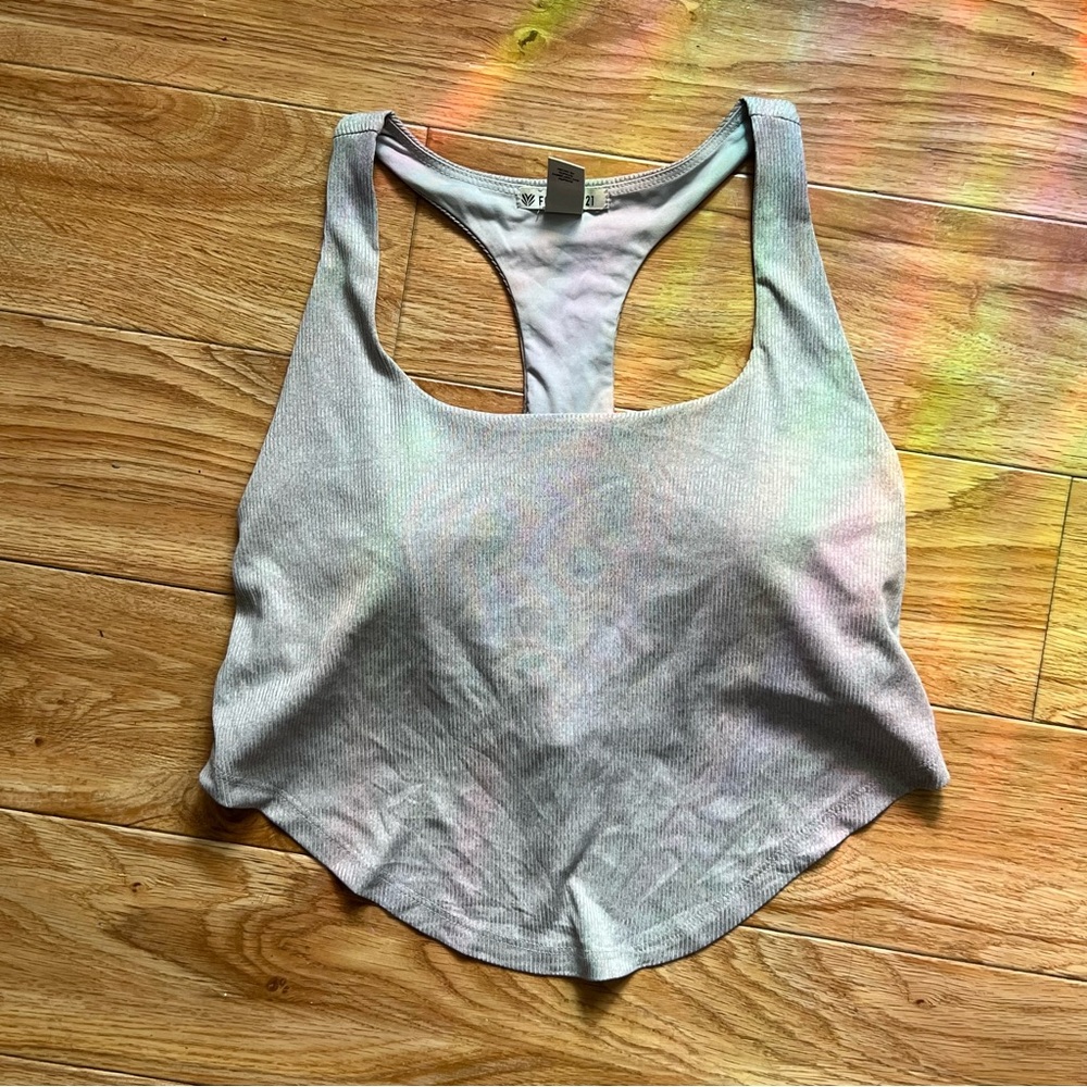 High-Low Gray Racerback Tank Top / Sports Bra with Removable Pads | Athletic